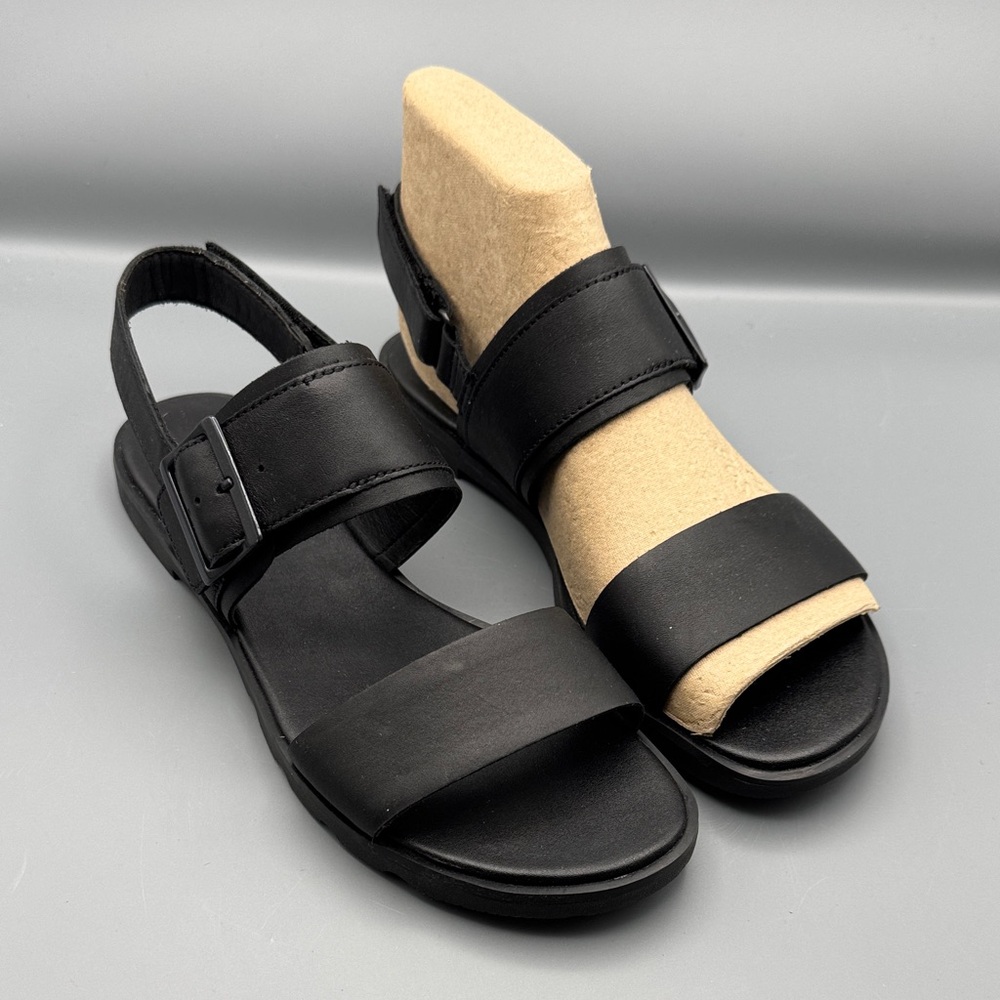 Sorel Black Two-Strap Slingback Sandals